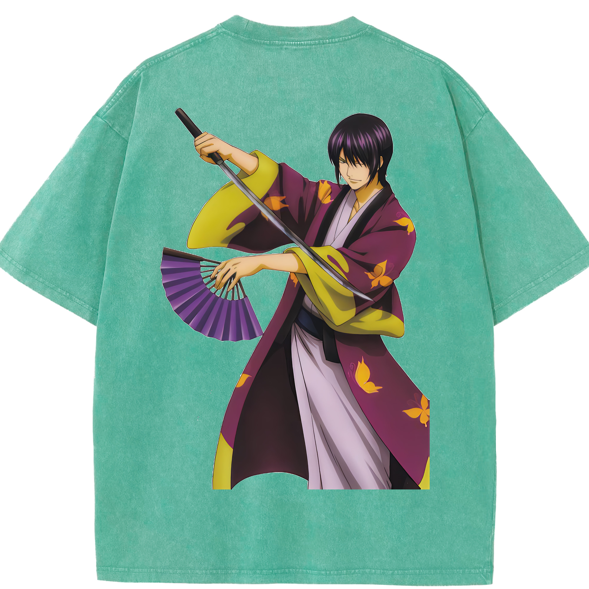 （画像用） ぎんたま 坂田銀時（さかたぎんとき） 神楽 志村新八（しむら しんぱち） GINTAMA Sakata Gintoki Kagura Shimura Shinpachi 綿100% ヴィンテージ風 半袖Tシャツ（背面プリント）